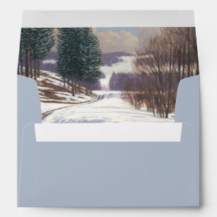 Watercolor Winter Snow Landscape Wedding Envelope
