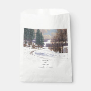Watercolor Winter Snow Landscape Wedding Favour Bags