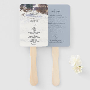 Watercolor Winter Snow Landscape Wedding Hand Fan