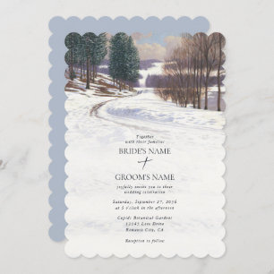 Watercolor Winter Snow Landscape Wedding Invitation