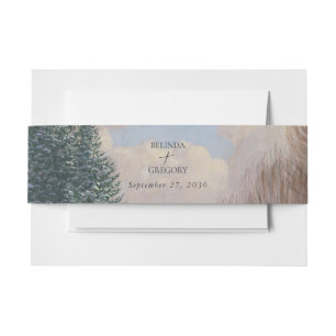 Watercolor Winter Snow Landscape Wedding Invitation Belly Band