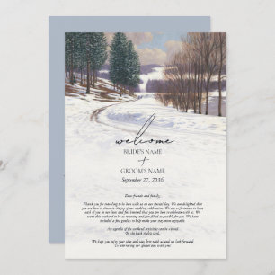 Watercolor Winter Snow Landscape Wedding Itinerary Programme