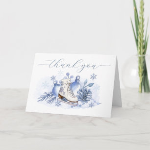 Watercolor Winter Snowflake Ice Skate Baby Shower Thank You Card