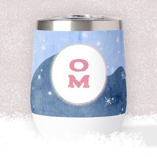 Watercolor Winter Snowy Monogram Keepsake