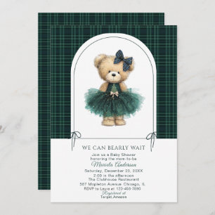 Watercolor  Winter  Teddy bear Christmas Baby Show Invitation