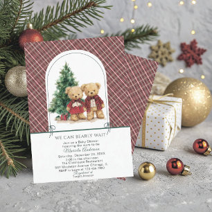 Watercolor Winter Teddy bear Christmas Baby Show Invitation