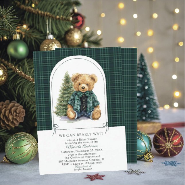 Watercolor  Winter  Teddy bear ChristmasInvitation Invitation (Creator Uploaded)