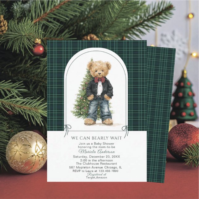 Watercolor  Winter  Teddy bear ChristmasInvitation Invitation (Creator Uploaded)
