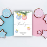 Watercolor Winter Thank you gender reveal<br><div class="desc">Boy or Girl. Blue or Pink. Watercolor Pink and Blue Christmas balls with  gender reveal party. Gender reveal party is decorated with a watercolor christmas tree ball toy's,  decorated with yellow ribbon! Matching items available.</div>