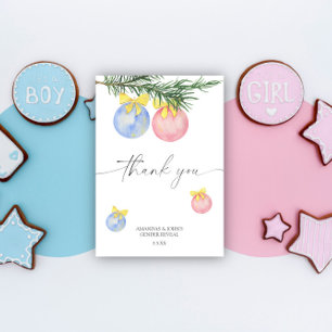 Watercolor Winter Thank you gender reveal Card
