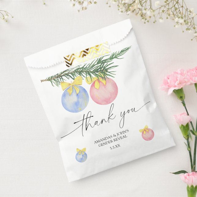 Watercolor Winter Thank you gender reveal Favour Bags (Sealed)