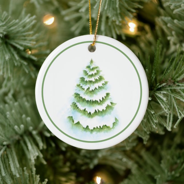 Watercolor Winter Tree Ceramic Tree Decoration (Tree)
