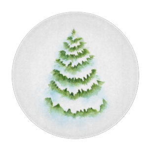 Watercolor Winter Tree Cutting Board