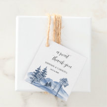 Watercolor Winter tree & Mountain lands Wedding