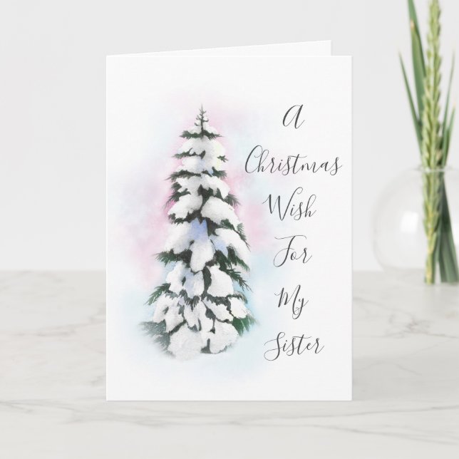 Watercolor Winter Tree Vignette Card (Front)