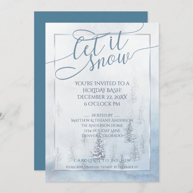 Watercolor Winter Trees Invitation (Front/Back)