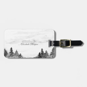 Watercolor Winter Trees, Landscape Luggage Tag