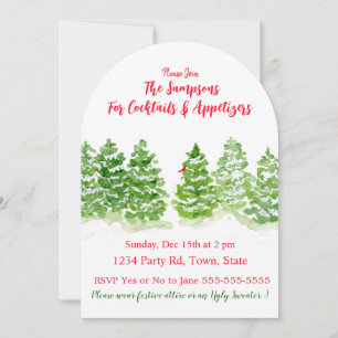 Watercolor Winter Trees PERSONALIZE Arch Invitation