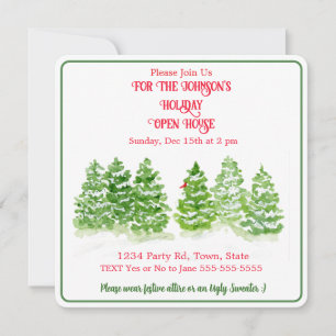 Watercolor Winter Trees PERSONALIZE G Invitation
