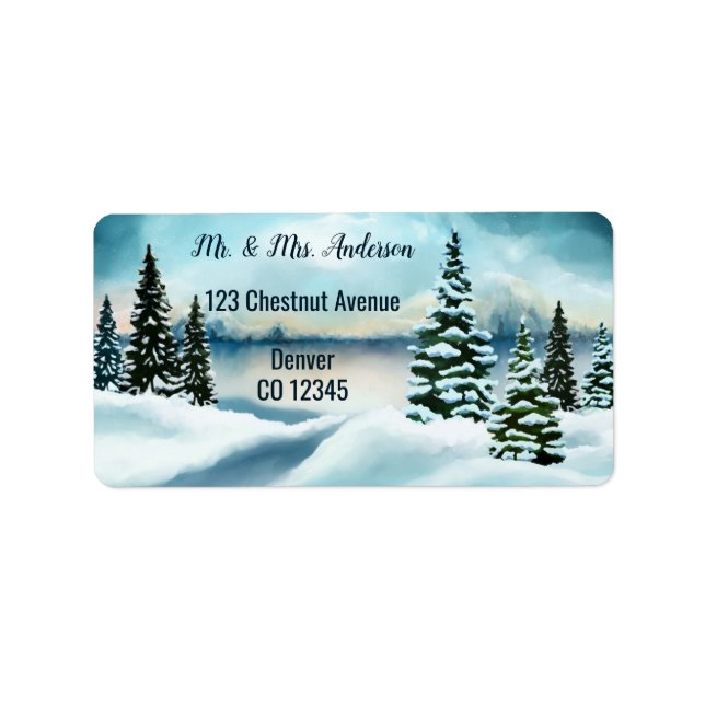 Watercolor Winter Wedding Address Label (Front)