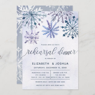 Watercolor Winter Wonderland rehearsal dinner Invitation
