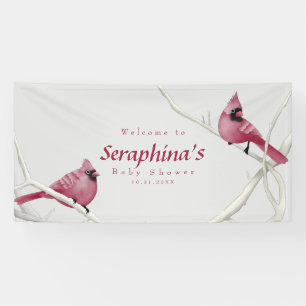 Watercolor Winter Woodland Cardinals Baby Shower Banner