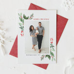 Watercolor Winterberry and Holly Photo Christmas Holiday Card<br><div class="desc">Send festive cheer in style with our customisable photo Christmas card featuring watercolor holly and winterberry. This botanical holiday card design combines the timeless beauty of watercolor holly leaves with the seasonal charm of winterberries. Perfect for families, friends, or corporate greetings, this photo holiday card offers a personalised touch with...</div>