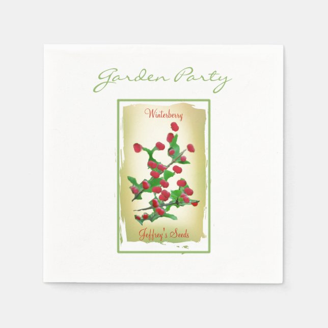 Watercolor Winterberry Seed Packet Napkin (Front)