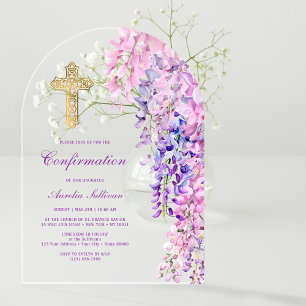 Watercolor Wisteria Arch Confirmation Acrylic Invitations