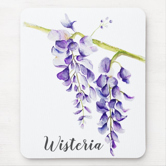 Watercolor Wisteria Botanical Mouse Pad (Front)