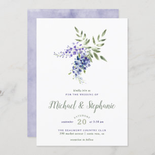 Watercolor Wisteria Bouquet Wedding Invitation
