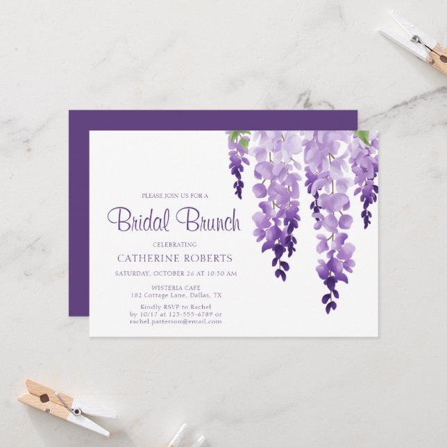 Watercolor Wisteria | Bridal Brunch Invitation (Front/Back In Situ)