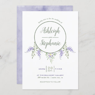 Watercolor Wisteria Drop Wedding Invitation