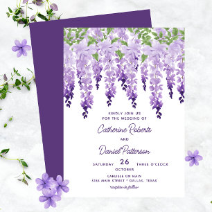 Watercolor Wisteria Floral Elegant Modern Script Invitation
