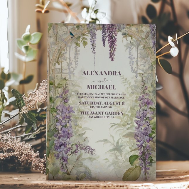 Watercolor Wisteria Floral Elegant Modern Wedding Invitation (Creator Uploaded)