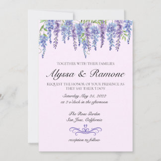 Watercolor Wisteria Floral Wedding Invitation