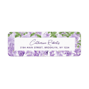 Watercolor Wisteria Floral Wedding Return Address
