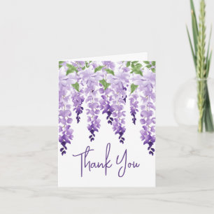 Watercolor Wisteria Lavender Floral Wedding Thank You Card