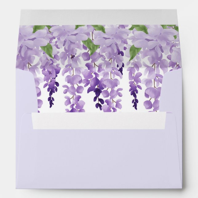 Watercolor Wisteria Lavender Wedding Envelope (Back (Bottom))
