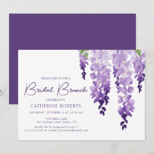 Watercolor Wisteria Lilac Bridal Brunch Invitation
