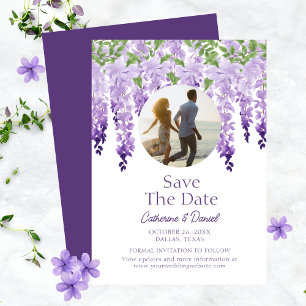 Watercolor Wisteria Lilac Wedding Photo Save The Date