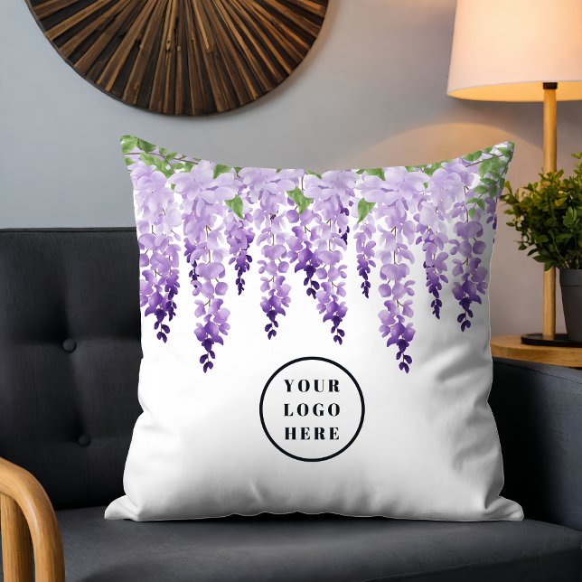 Watercolor Wisteria Personalised Add Your Logo Cushion (Creator Uploaded)