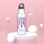 Watercolor Wisteria Personalised Name 710 Ml Water Bottle<br><div class="desc">This design features elegant watercolor wisteria flowers in soft lavender and purple with green leaves on a white background with your name below in stylish purple script. Personalise by editing the text in the text box. Designed for you by Evco Studio www.zazzle.com/store/evcostudio #wedding #party #gifts #waterbottles #drinkware #travelmugs #wisteria #floral...</div>