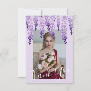 Watercolor Wisteria Photo Bat Mitzvah Thank You Card