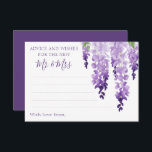 Watercolor Wisteria Purple Lilac Floral Wedding  Advice Card<br><div class="desc">Watercolor Wisteria Purple Lilac Floral Wedding Advice Cards feature elegant watercolor wisteria flowers in soft lavender and purple with green leaves on a white background with space for your guests to add their "Advice and wishes for the new Mr & Mrs". Perfect for wedding, bridal shower or bachelorette party. Personalise...</div>
