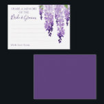 Watercolor Wisteria Purple Lilac Floral Wedding Advice Card<br><div class="desc">Watercolor Wisteria Purple Lilac Floral Wedding Advice Cards feature elegant watercolor wisteria flowers in soft lavender and purple with green leaves on a white background with space for your guests to add their special "Share a memory of the Bride and Groom". Perfect for wedding, bridal shower or bachelorette party. Personalise...</div>
