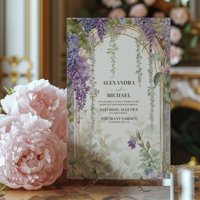 Watercolor Wisteria Purple Lilac Floral Wedding Invitation (Creator Uploaded)
