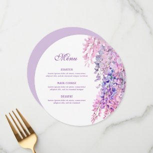 Watercolor Wisteria Round Menu