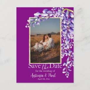 Watercolor Wisteria Save the Date Photo Postcard