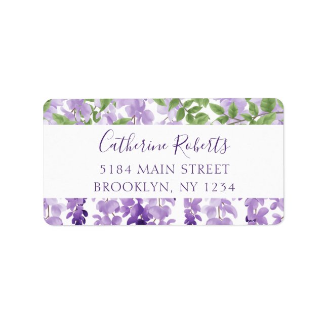 Watercolor Wisteria Wedding Address Label (Front)